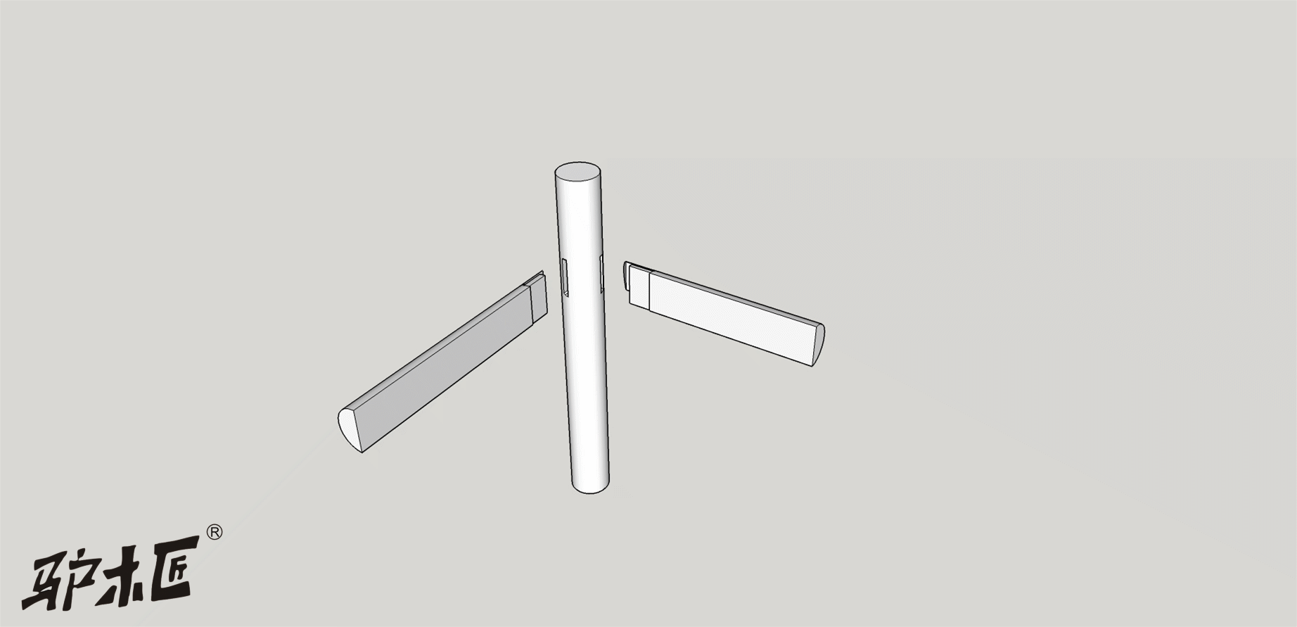 38圆材丁字形接合（裹腿做，两枨出榫格肩相抵）.gif