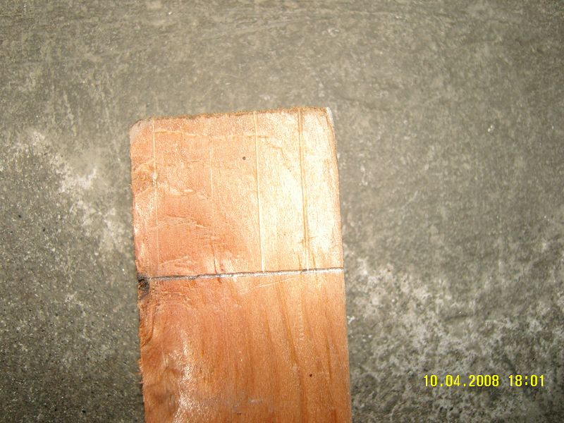 划好的榫头双线